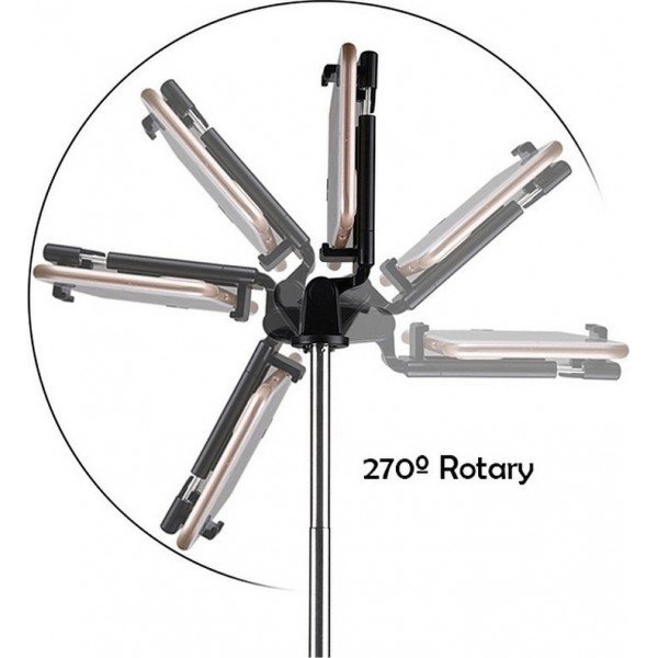 K07 Selfie Stick Τρίποδο Κινητού με Bluetooth Μαύρο